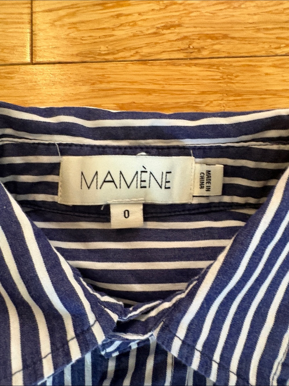 MAMÈNE Navy Blue Striped Phoebe Cotton Poplin Shirt Dress Size 0 preppy classic - Picture 6 of 10